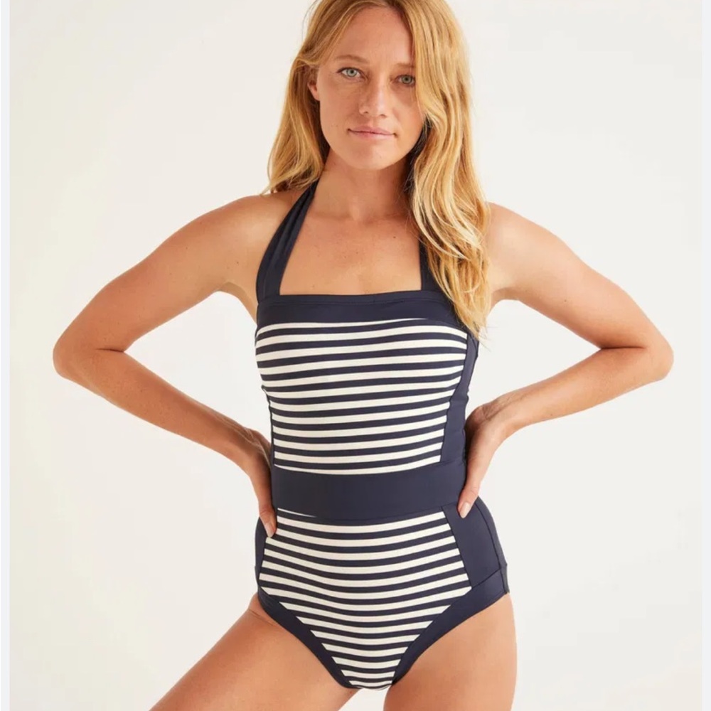 Boden Santorini Navy and White Striped Women's One Piece, US 12